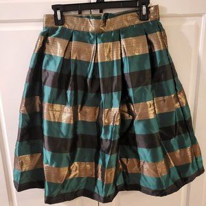 Chicwish Green, Gold, and Black Striped A Line Skirt Size Medium